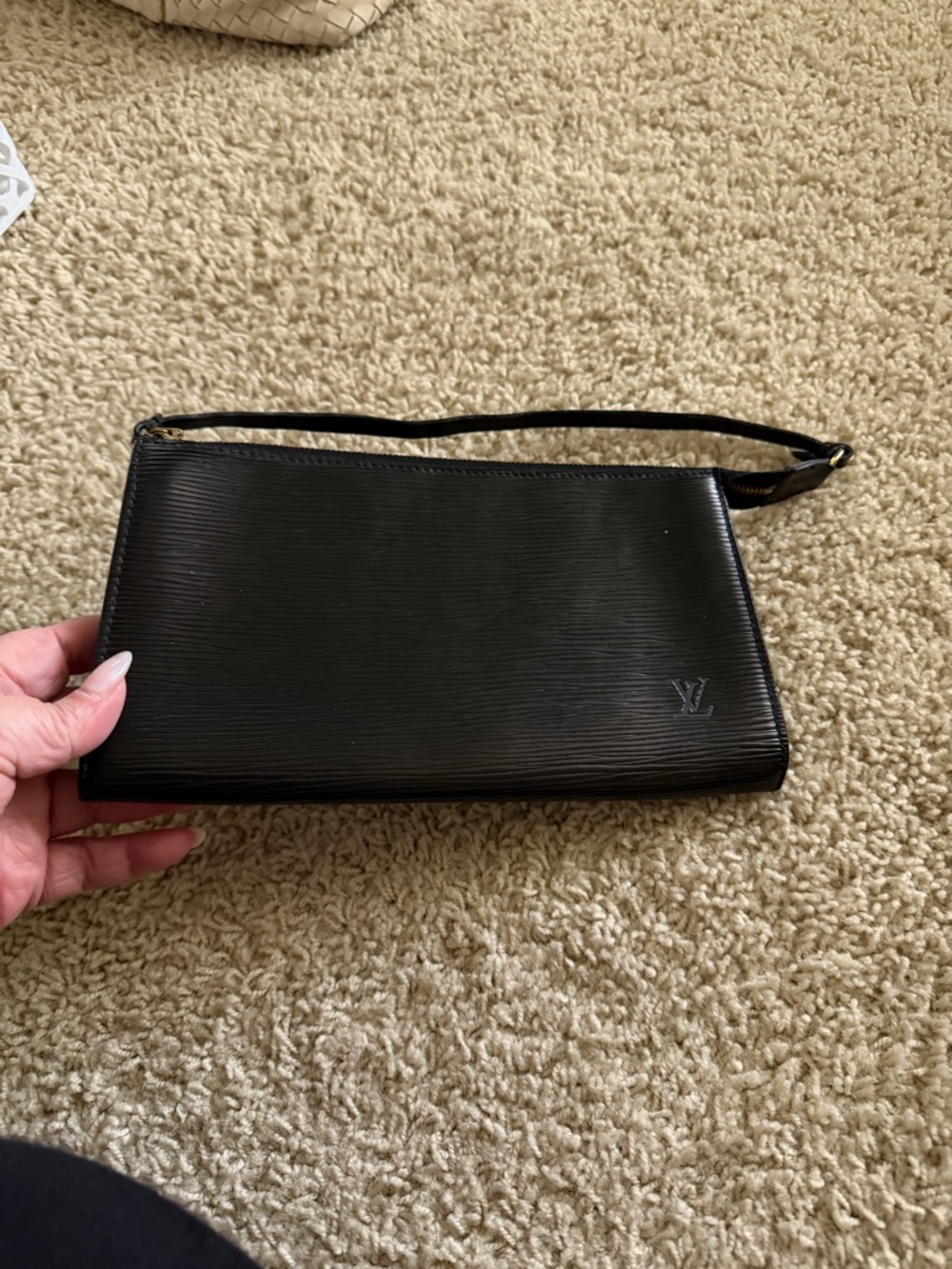 Louis Vuitton Black Epi Leather Pouchette Small bag- can carry as clutch